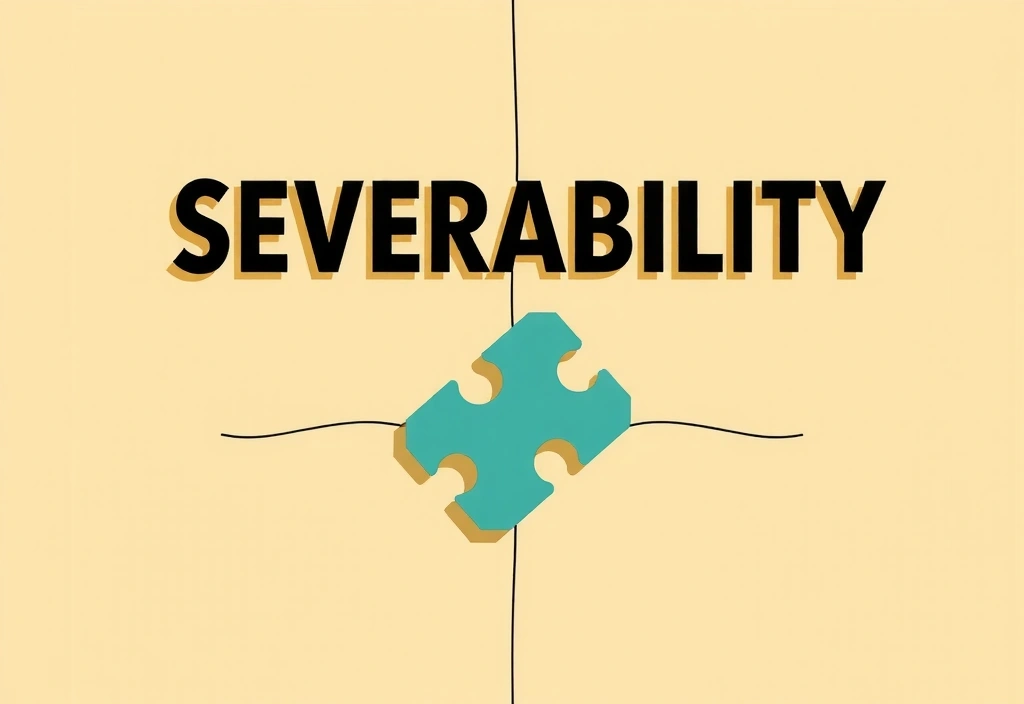 A jigsaw puzzle with one piece separated but clearly visible, symbolizing severability